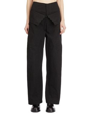Yehuafan Wide Cotton Pants - Black