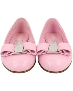 Ferragamo Varina Croco Embossed Ballerina Flats - Pink