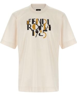 Fendi Roma 1925' Print T Shirt - Multicolor