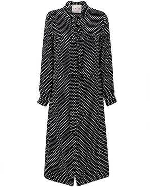 Crida Milano Polka Dot Silk Midi Dress - Gray
