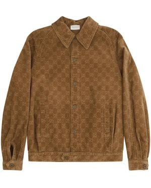 Gucci Printed Corduroy Jacket For Boys - Brown