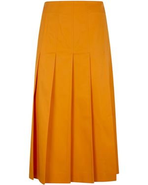 DR. HOPE Pleated Cotton Twill Skirt - Orange