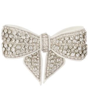 Self-Portrait Crystal Embellished Bow Hair Clips - White