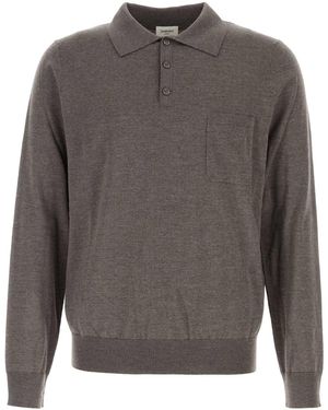 Saint Laurent Wool Polo Shirt - Gray