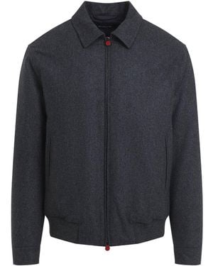 Kiton Classic Biker Bomber Jacket - Blue