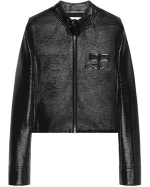 Courreges City Jacket With Embossed Logo - Black