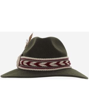 ALEXIA ALVAREZ DE TOLEDO Wool Hat With Feather Brooch - Black
