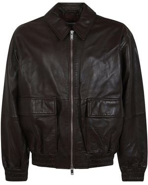 Studio Nicholson Leather Bomber - Black