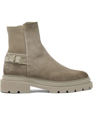 Santoni Suede Ankle Boots With Zipper - Brown