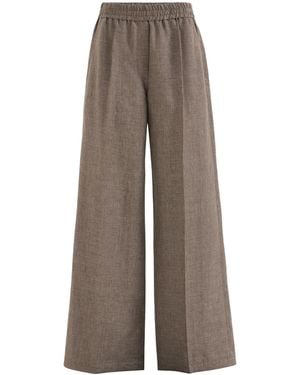 Brunello Cucinelli Sparkling Linen Loose Track Pants - Brown