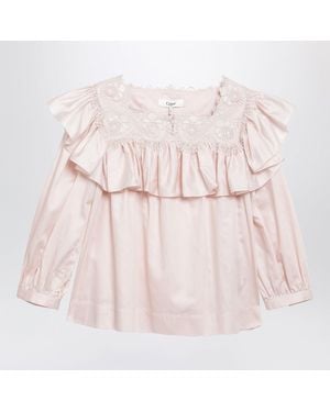Chloé Cotton Ruffle Blouse - Pink
