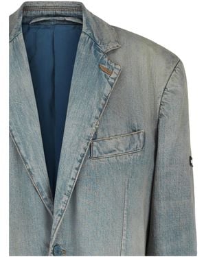 Balenciaga Stonewashed Denim Blazer - Blue