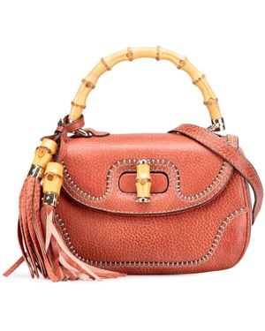 Gucci Small Leather New Bamboo Satchel - Pink