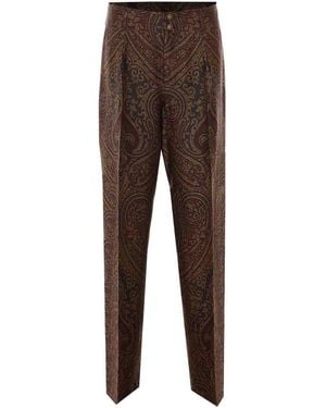 Etro Paisley Print Pants - Brown