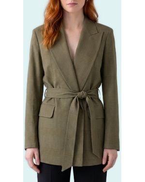 Max Mara Peaked Lapel Dressing Gown Jacket - Green
