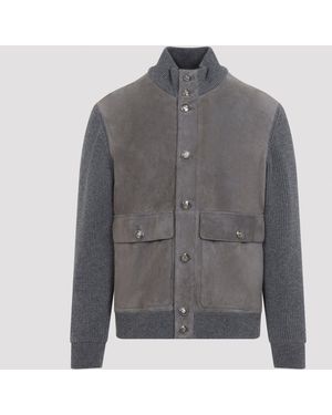 Brunello Cucinelli Padded Leather Jacket - Gray