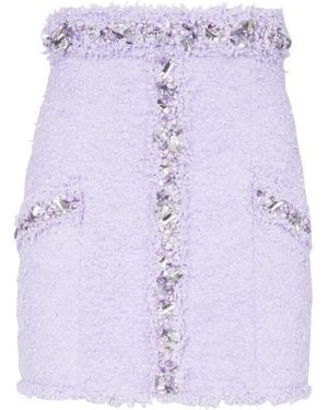 Balmain Hw Embroidered Tweed Short Skirt Nwt - Purple