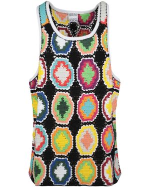 Marcelo Burlon Macrame Cross Knit Tank Top - White
