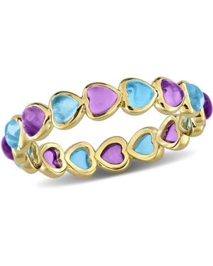 Lord & Taylor Fine Jewelry Amethyst And Swiss Topaz Heart Eternity Ring - Blue