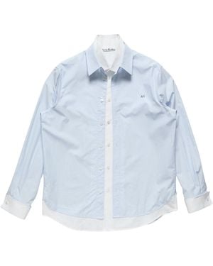 Acne Studios Layered-Effect Logo-Embroidered Shirt - Blue