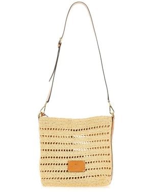 Etro Perforated Raffia Shoulder Bag - Metallic