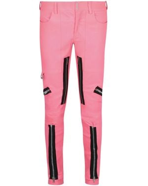 Givenchy Exposed Zipper Skinny Leather Pants - Pink