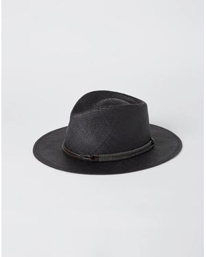 Brunello Cucinelli Straw Fedora Hat - Black