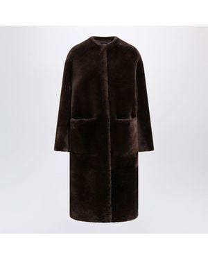Blancha Oak Reversible Shearling Coat - Black