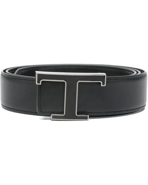 Tod's Calfskin New T Belt - Gray