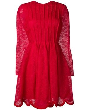 Valentino Floral Lace Skater Dress - Red