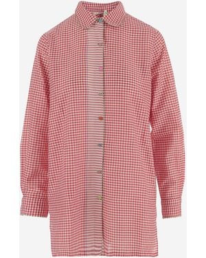 Péro Checked Silk And Cotton Blend Shirt - Pink