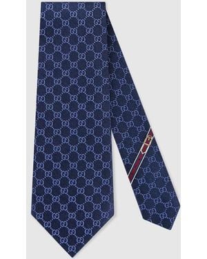 Gucci Gg Silk Tie - Blue