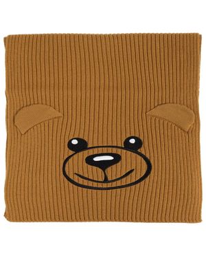 Moschino Teddy Bear Embroidered Knitted Scarf - Brown