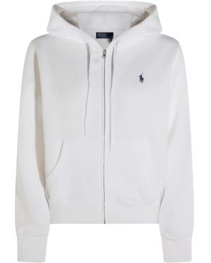 Polo Ralph Lauren Drawstring Hood Sweatshirt With Ribbed Cuffs - White