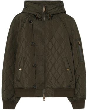 Burberry Quilted Nylon Hooded Bomber Jacket - Green