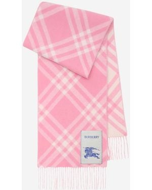 Burberry Cashmere Scarf, Check - Pink