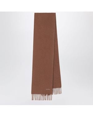 Max Mara Camel Fringed Wool Scarf - Brown