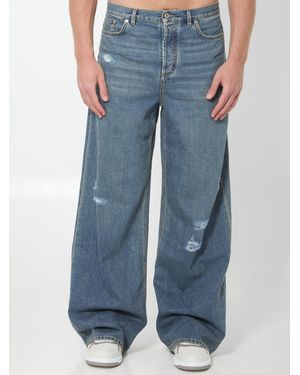 Dior Wide Jeans With Aged Details - Blue
