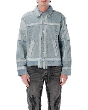 Who Decides War Distressed Denim Exposure Trucker Jacket - Blue