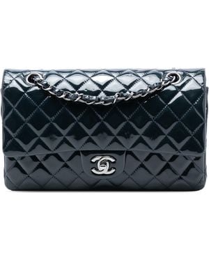 CHANEL Medium Classic Patent Double Flap - Blue