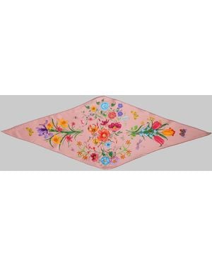 Gucci Printed Silk Twill Diamond-Shaped Scarf - Pink