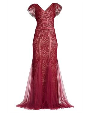 Tadashi Shoji Official Online Boutique Taryn Trackwork Embroidered Mermaid Gown