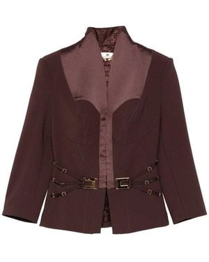 Elisabetta Franchi Jacket With Satin Buckle Detail - Brown