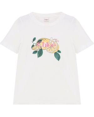 Chloé Lemon Print Short Sleeve Top - White