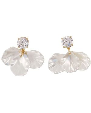 Self-Portrait Crystal Petal Earrings - Metallic