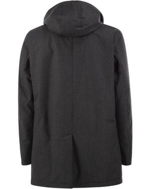 Herno Technical Wool-Blend Hooded Coat - Black