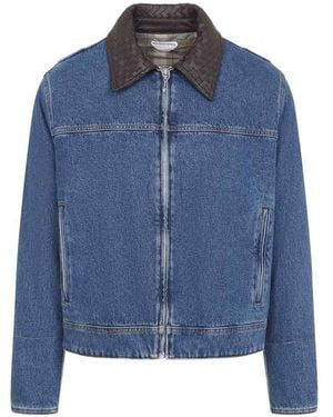 Bottega Veneta Denim Intrecciato Collar Jacket - Blue