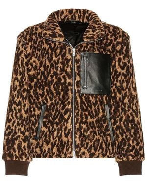 Amiri Printed Bandana Fleece Jacket- Tan - Brown
