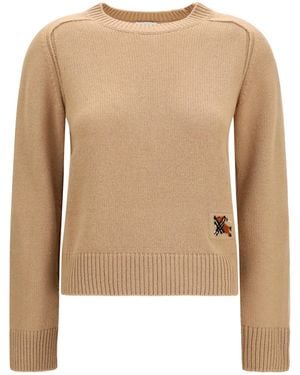 Burberry Sweater Wool And Cashmere - Natural