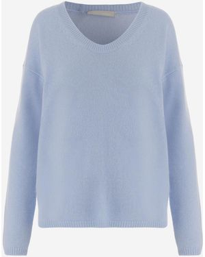 Allude Cashmere V-Neck Sweater - Blue